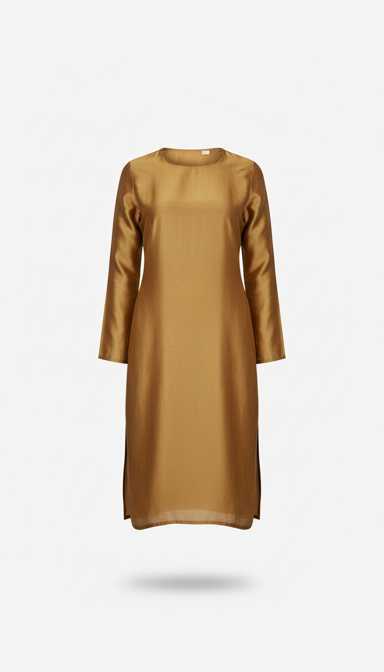 Antique Gold Silk Kurti