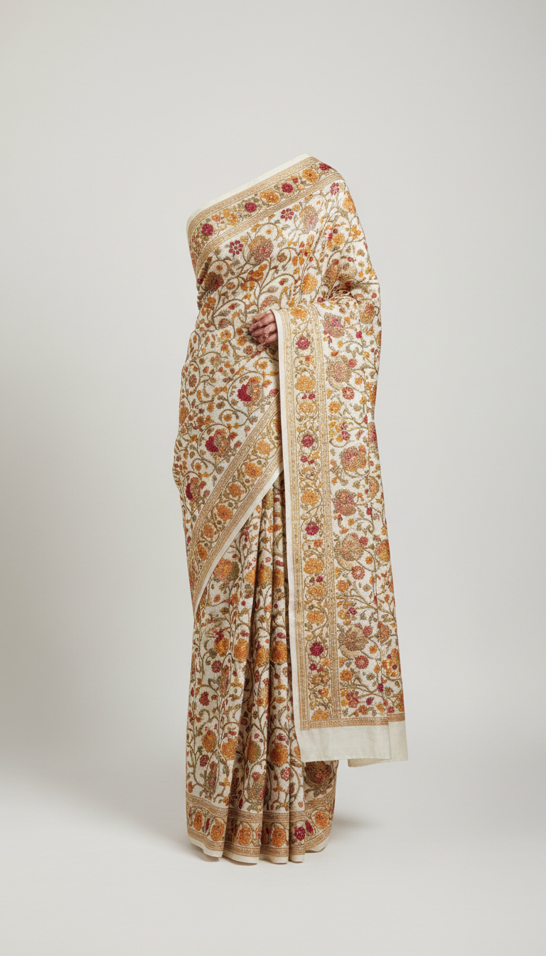 Lotus White Embellished Festive Saree