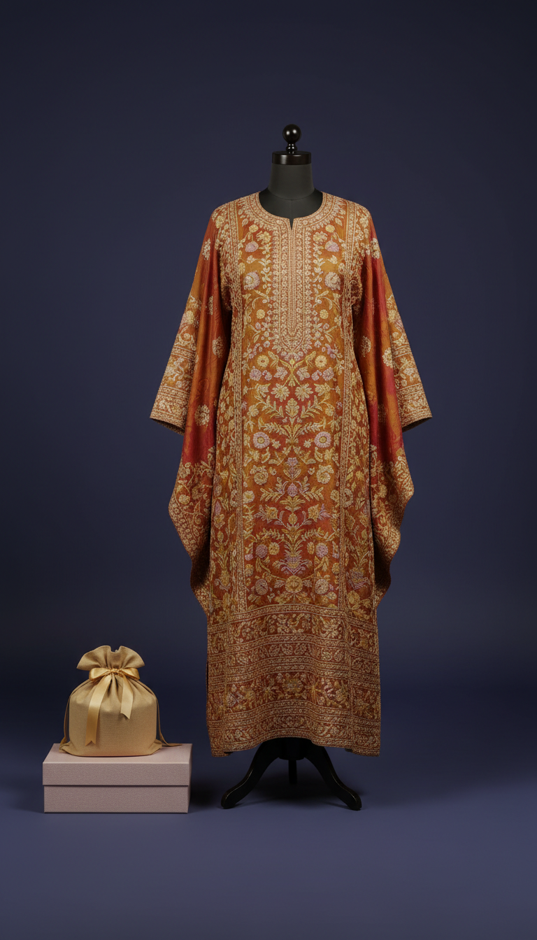 Gold Silk Chikankari Kurti